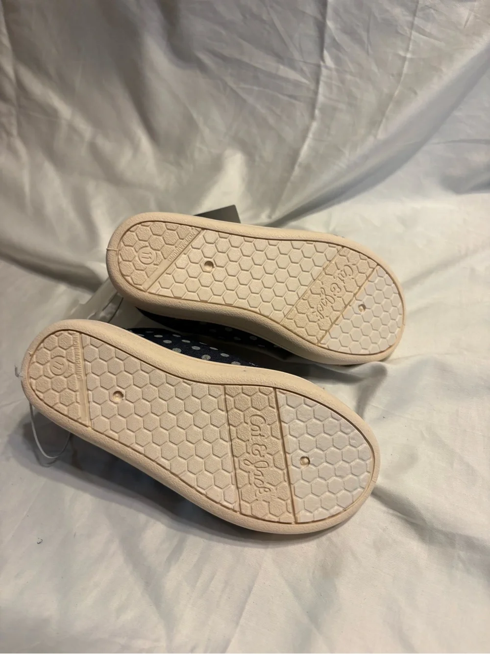 Navy Polka Dot Canvas Sneakers with Cream Toe